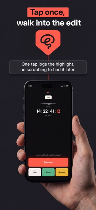 One tap logs the highlight — no scrubbing to find it later.